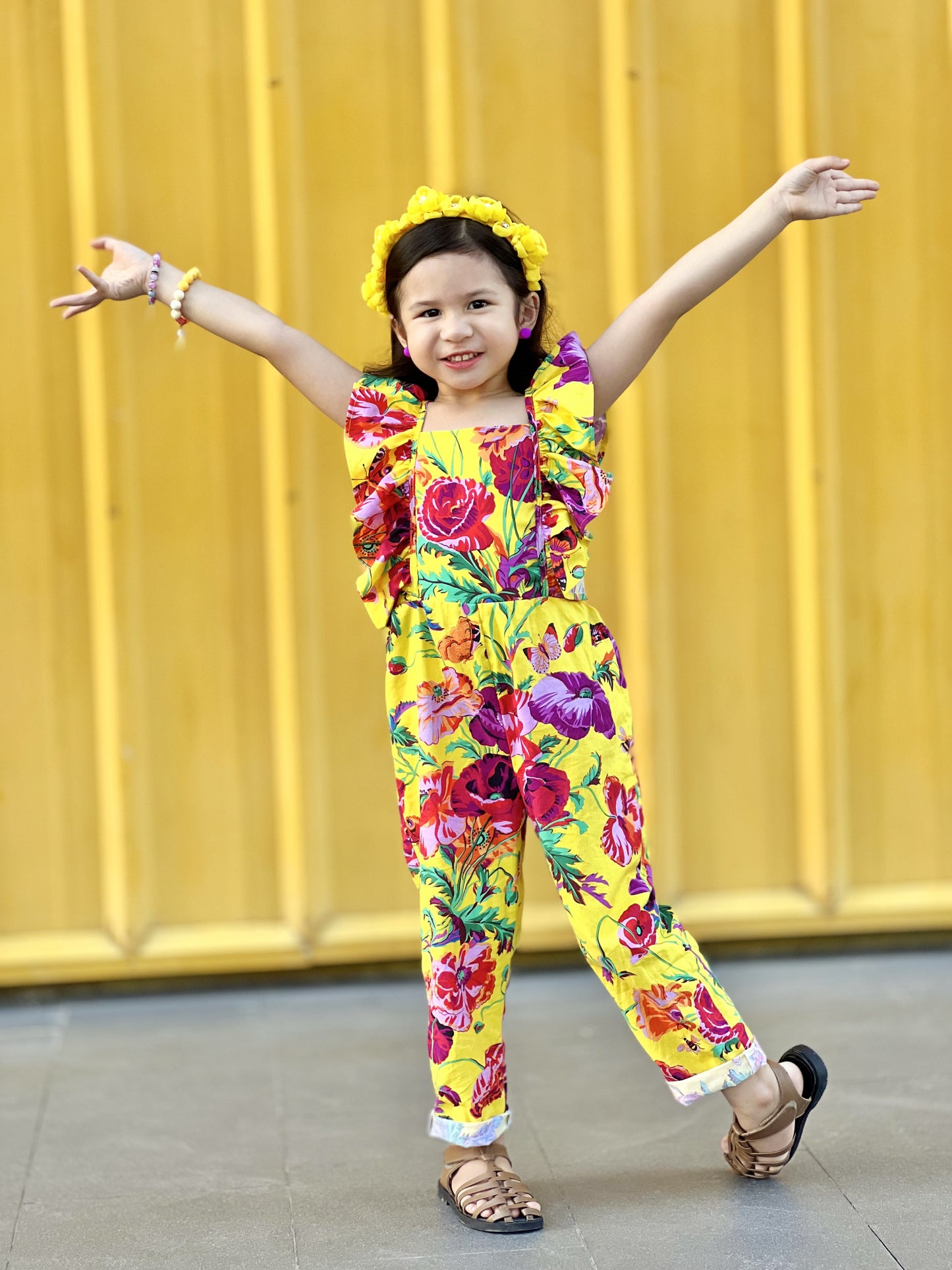 Gabby Romper in Yellow Floral