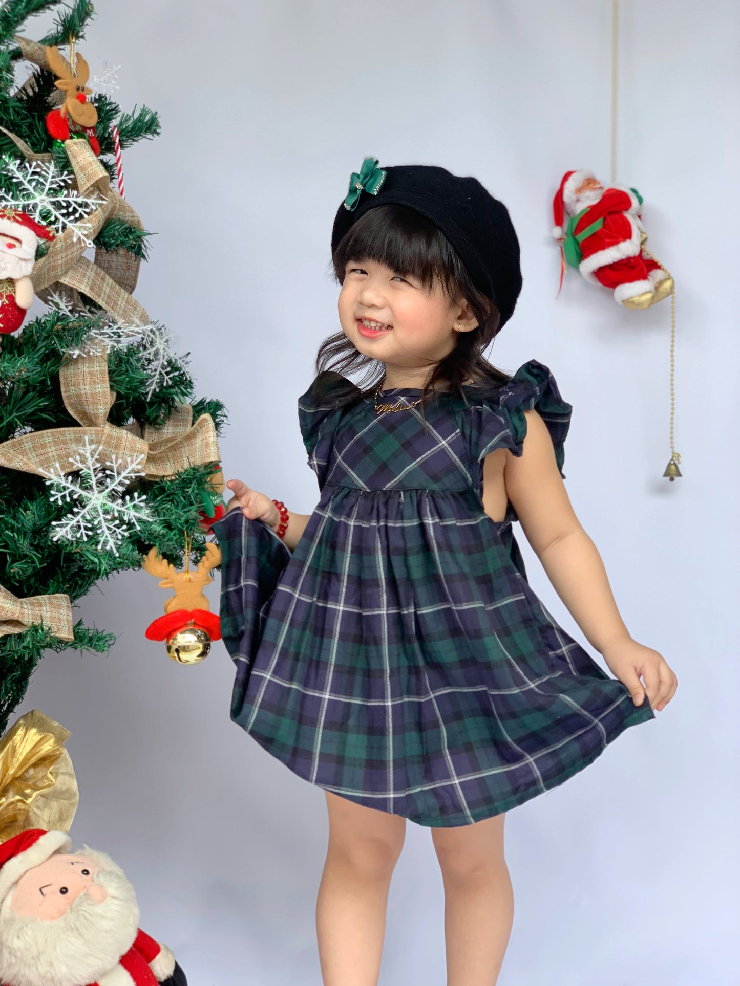 Caitlin Dress in Green Plaid