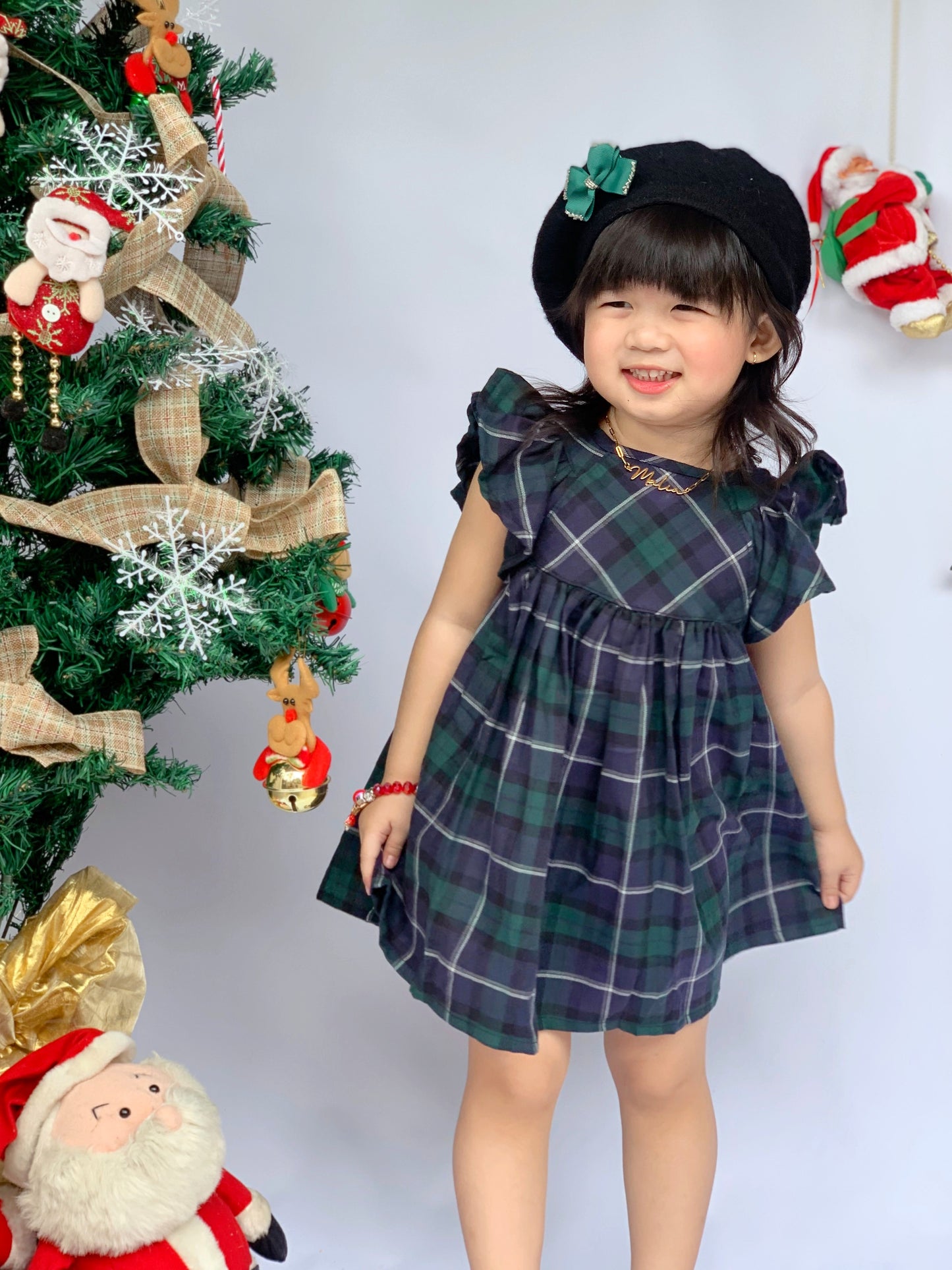 Caitlin Dress in Green Plaid