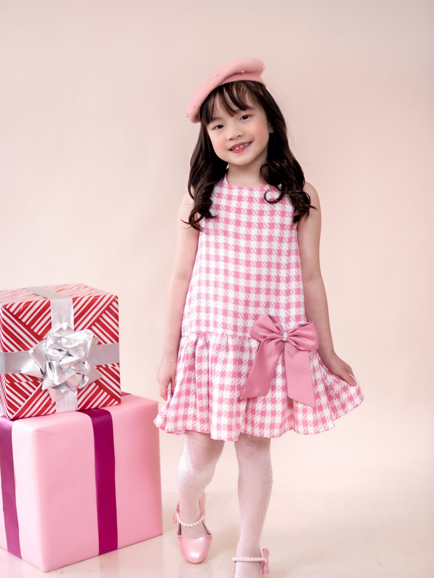 Harper Dress in Old Rose Tweed