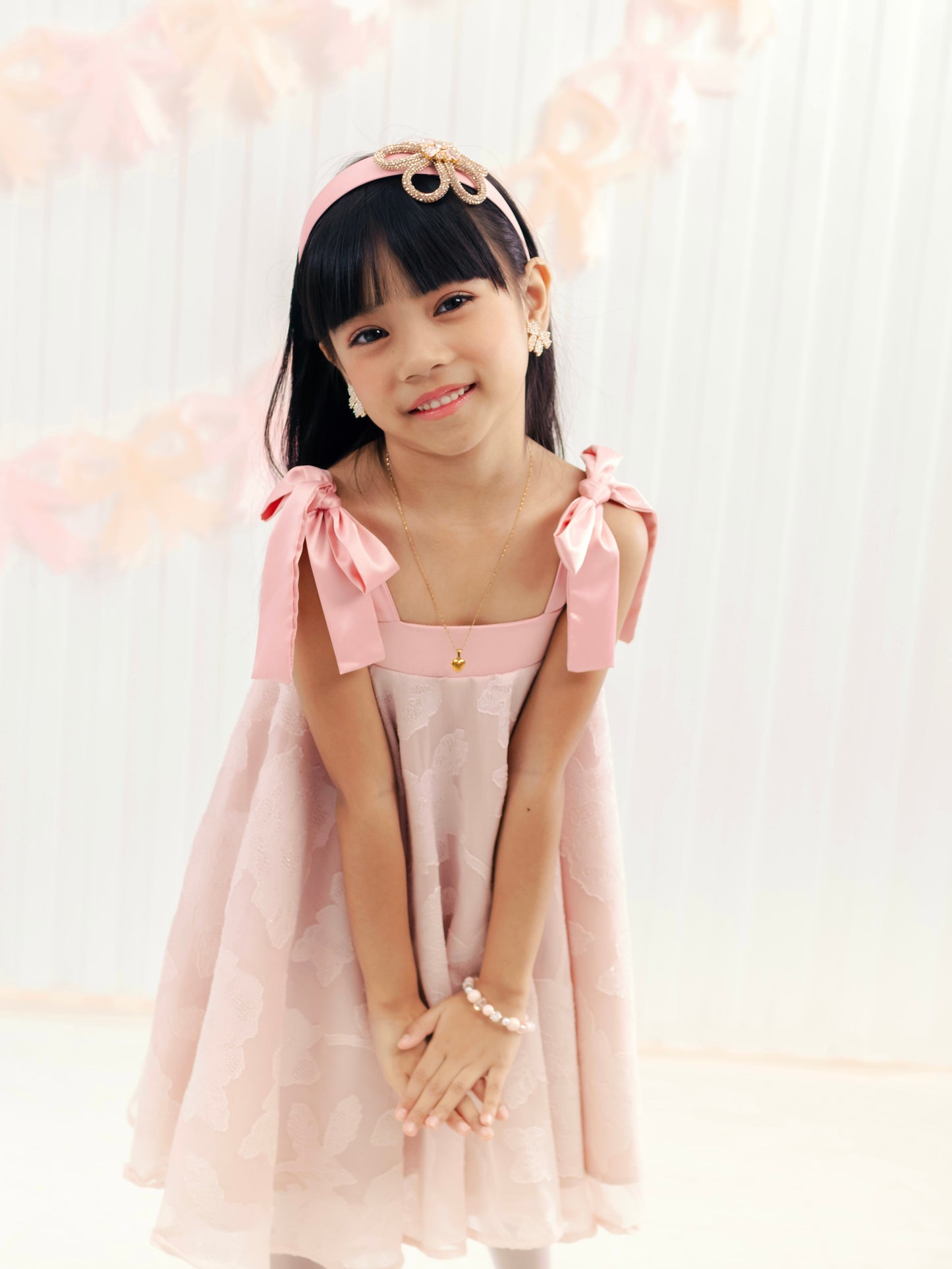 Camila Dress in Sparkly Blush Fabric