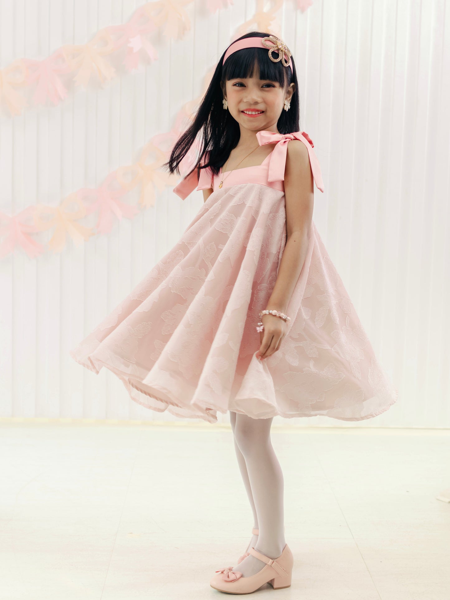 Camila Dress in Sparkly Blush Fabric