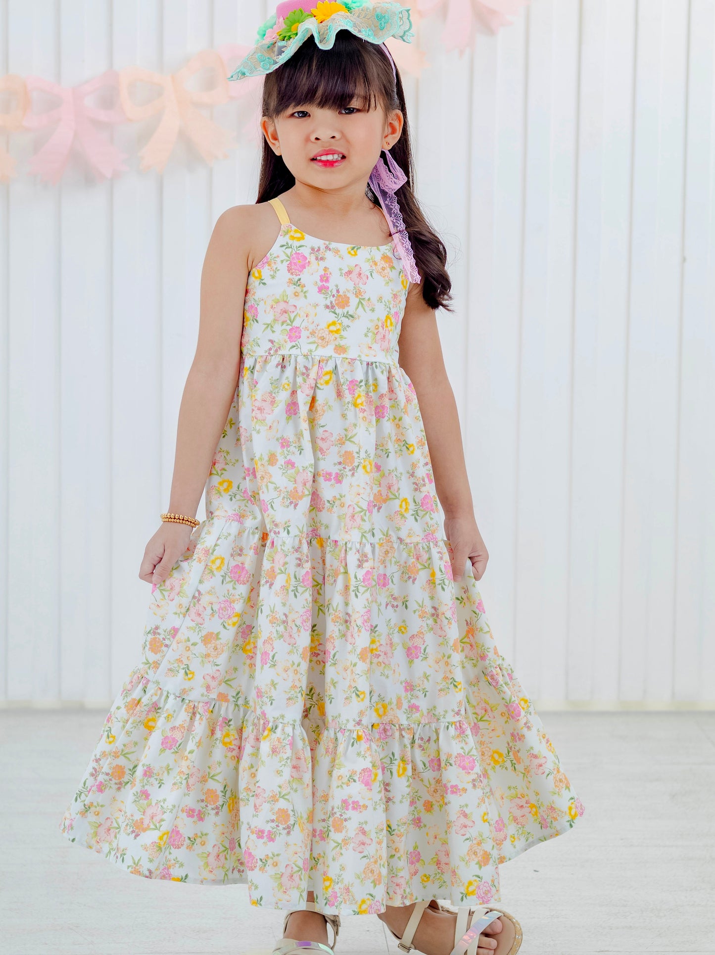 Denise Midi Dress in Pastel Floral