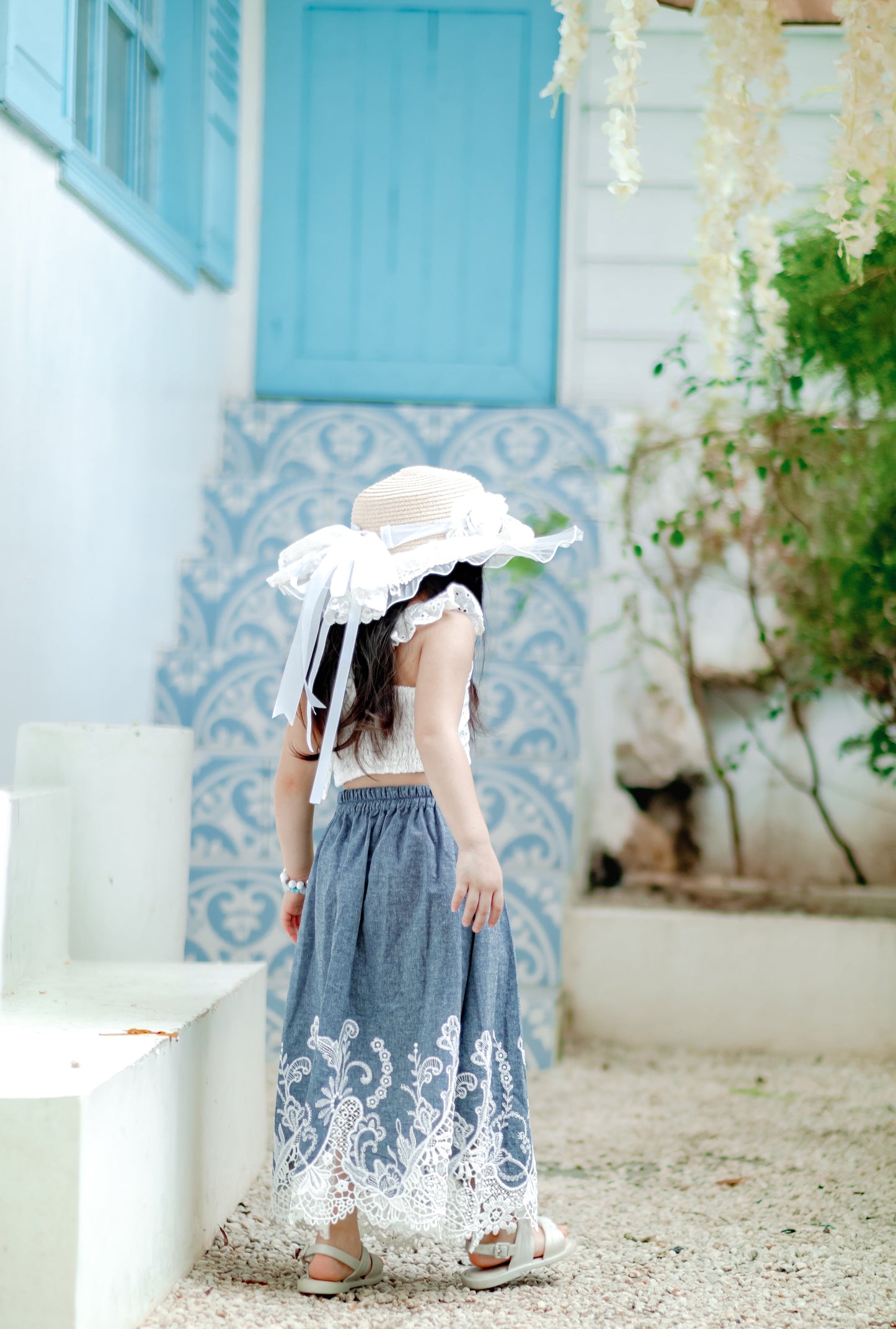 Erin Coords in Embroidered Chambray.