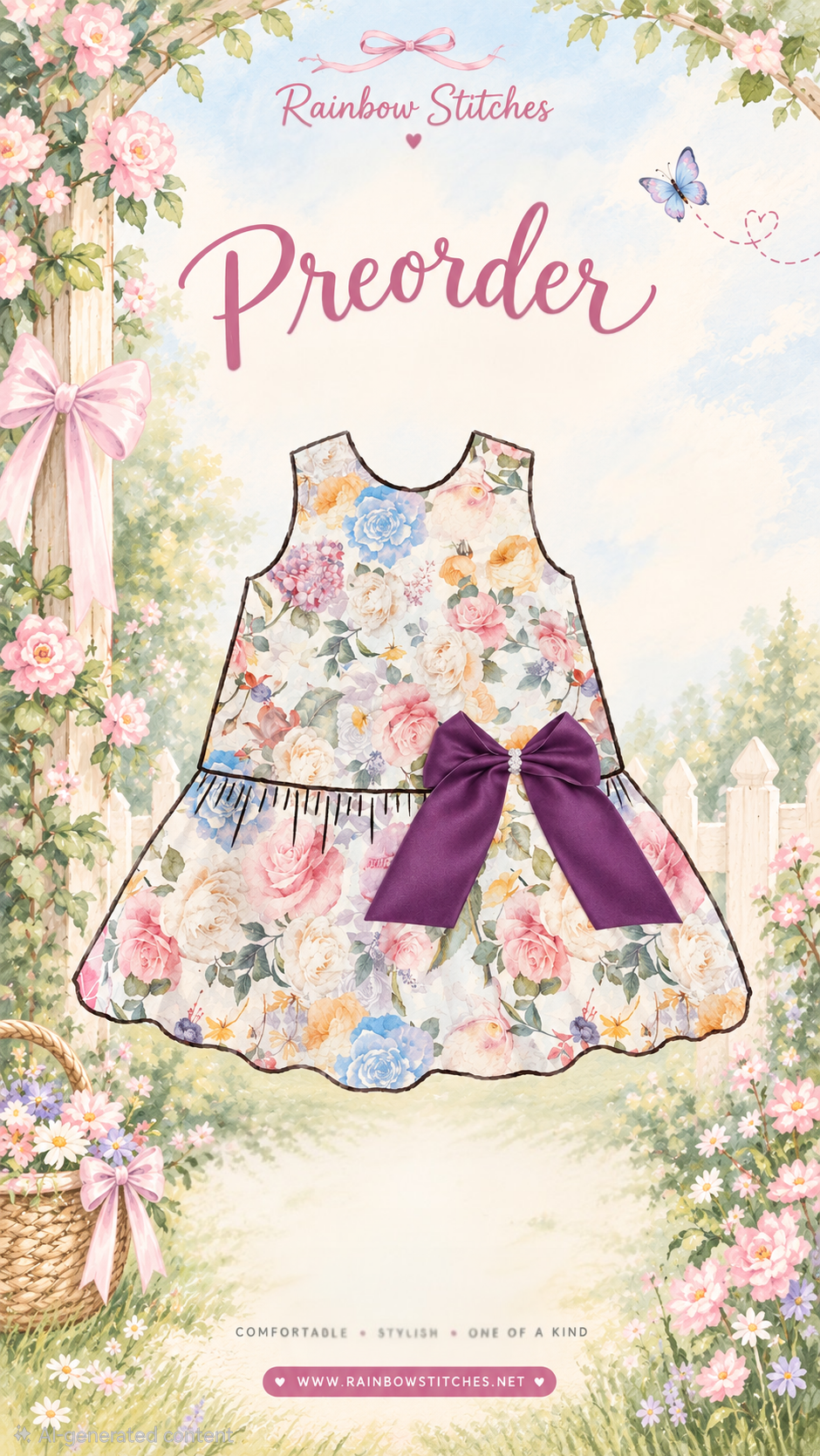 PREORDER Harper Dress in Spring Garden (Shipping 2-3 weeks)