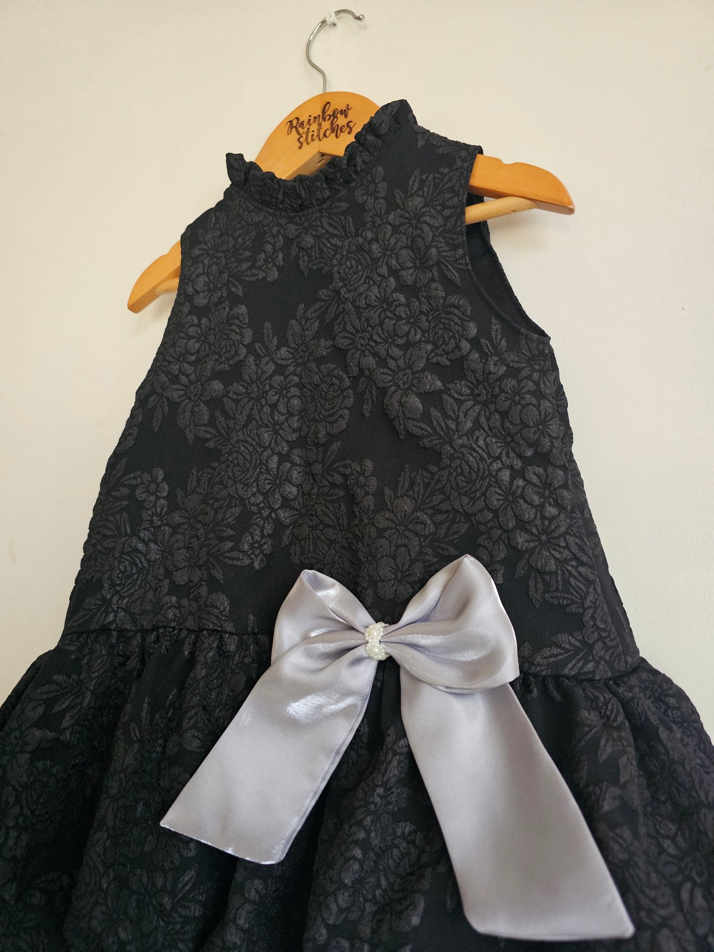 Luxe Heleina Dress in Black Embossed Fabric