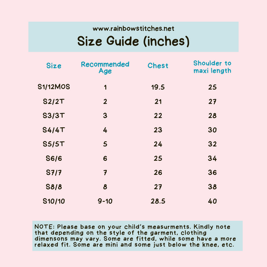 Size Chart - Kids