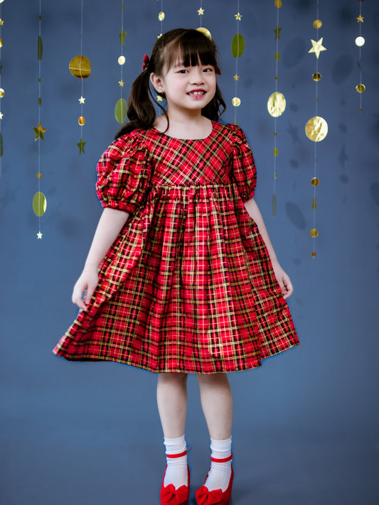 Shiloh Baby Doll Dress in Red Plaid