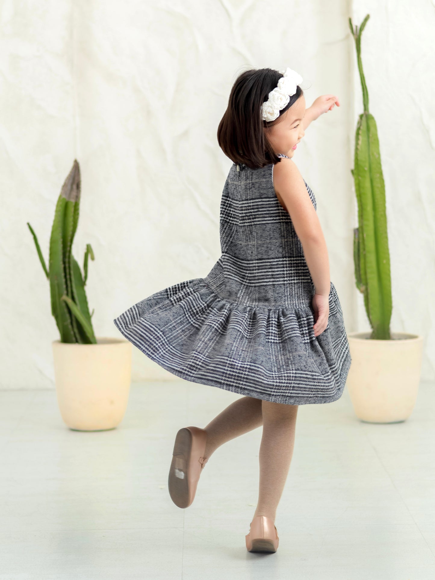 Tweed Harper Dress in Classic Black and White