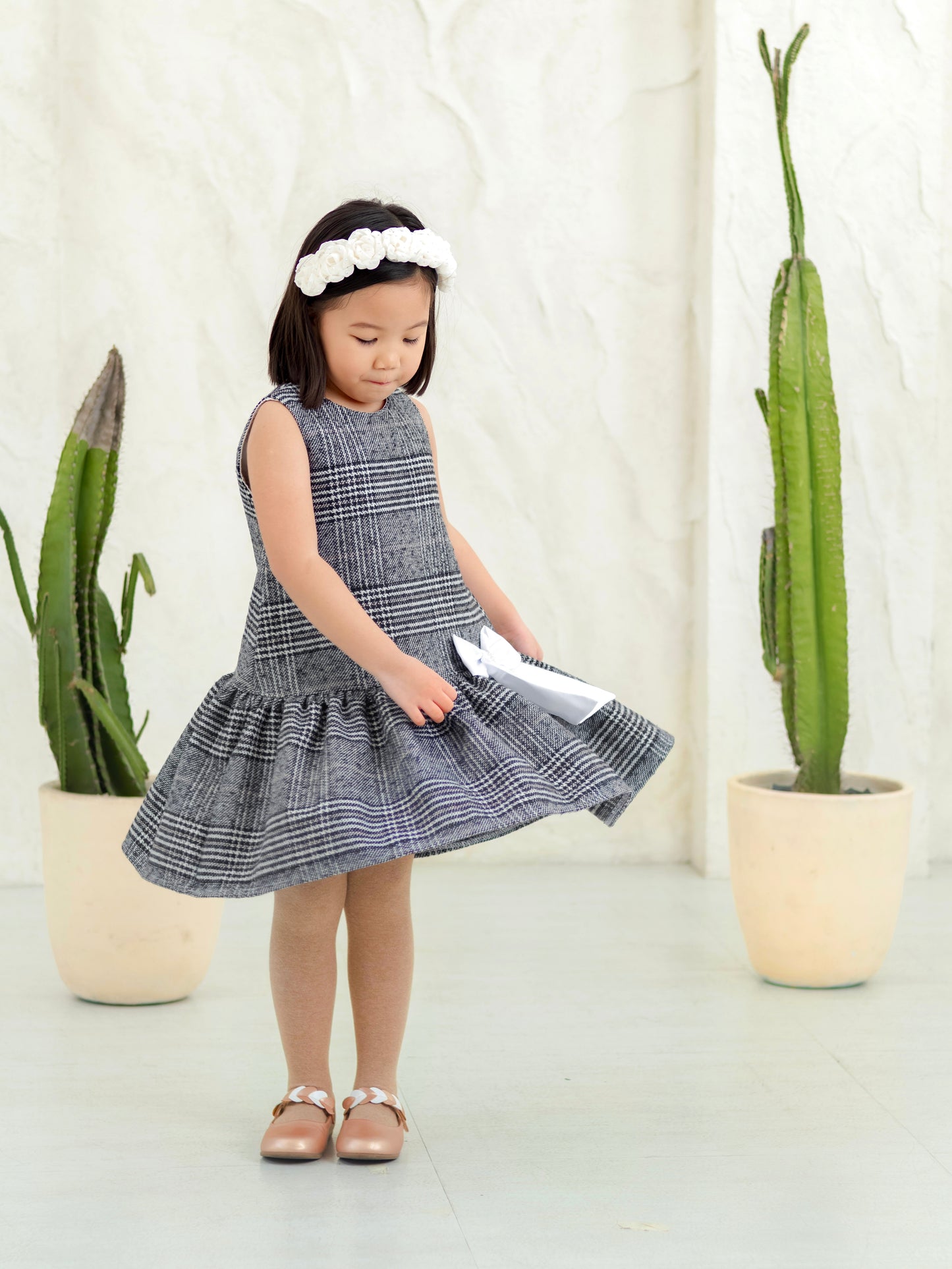 Tweed Harper Dress in Classic Black and White
