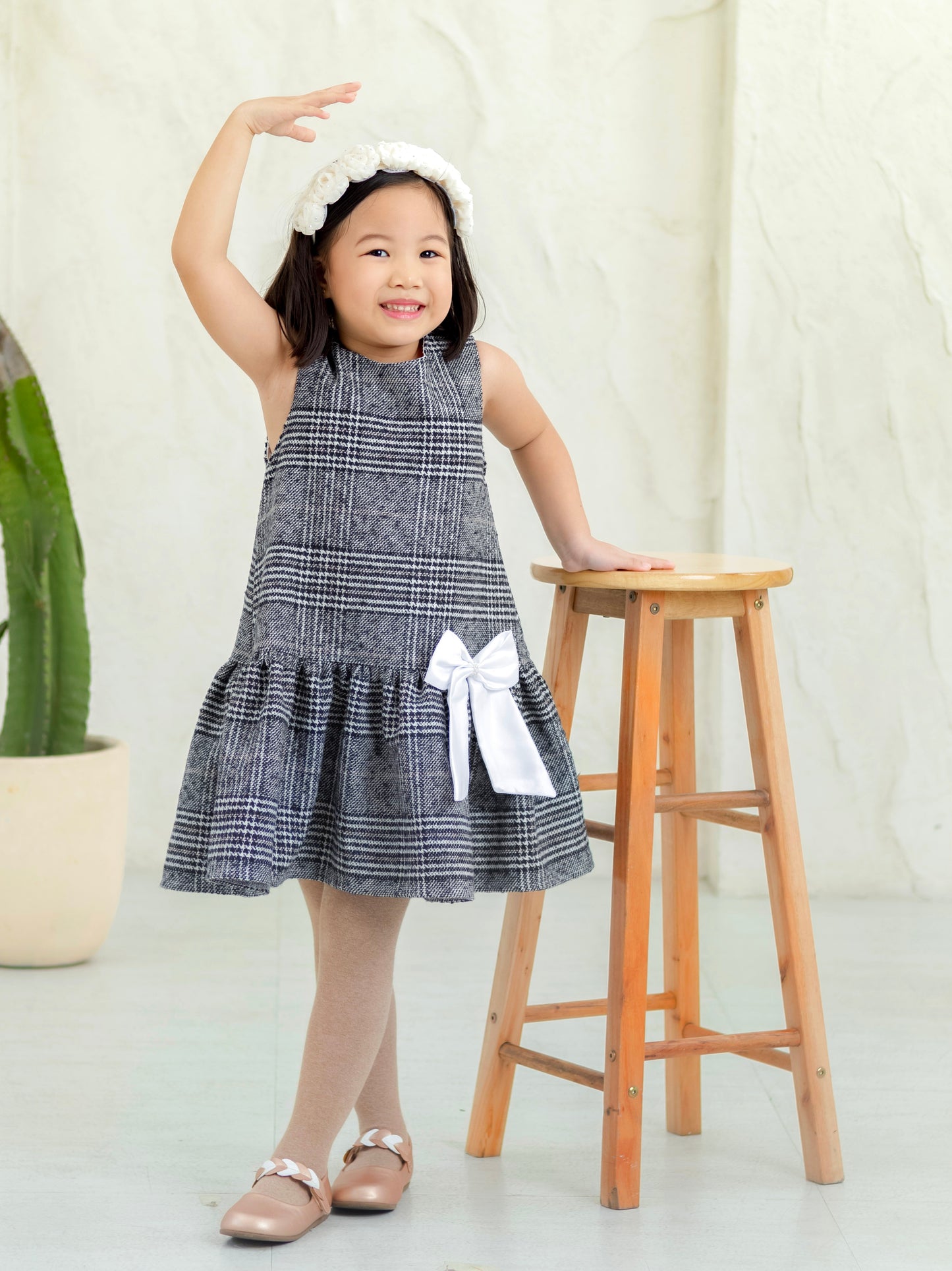Tweed Harper Dress in Classic Black and White