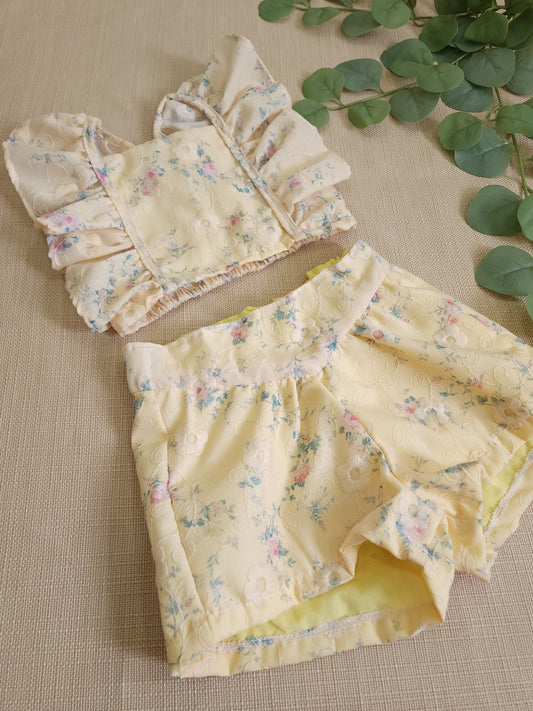 Ada Coords in Yellow Floral Eyelet
