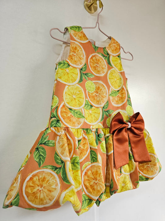 Heleina Bubble Dress in Citrus Orange (version 2)