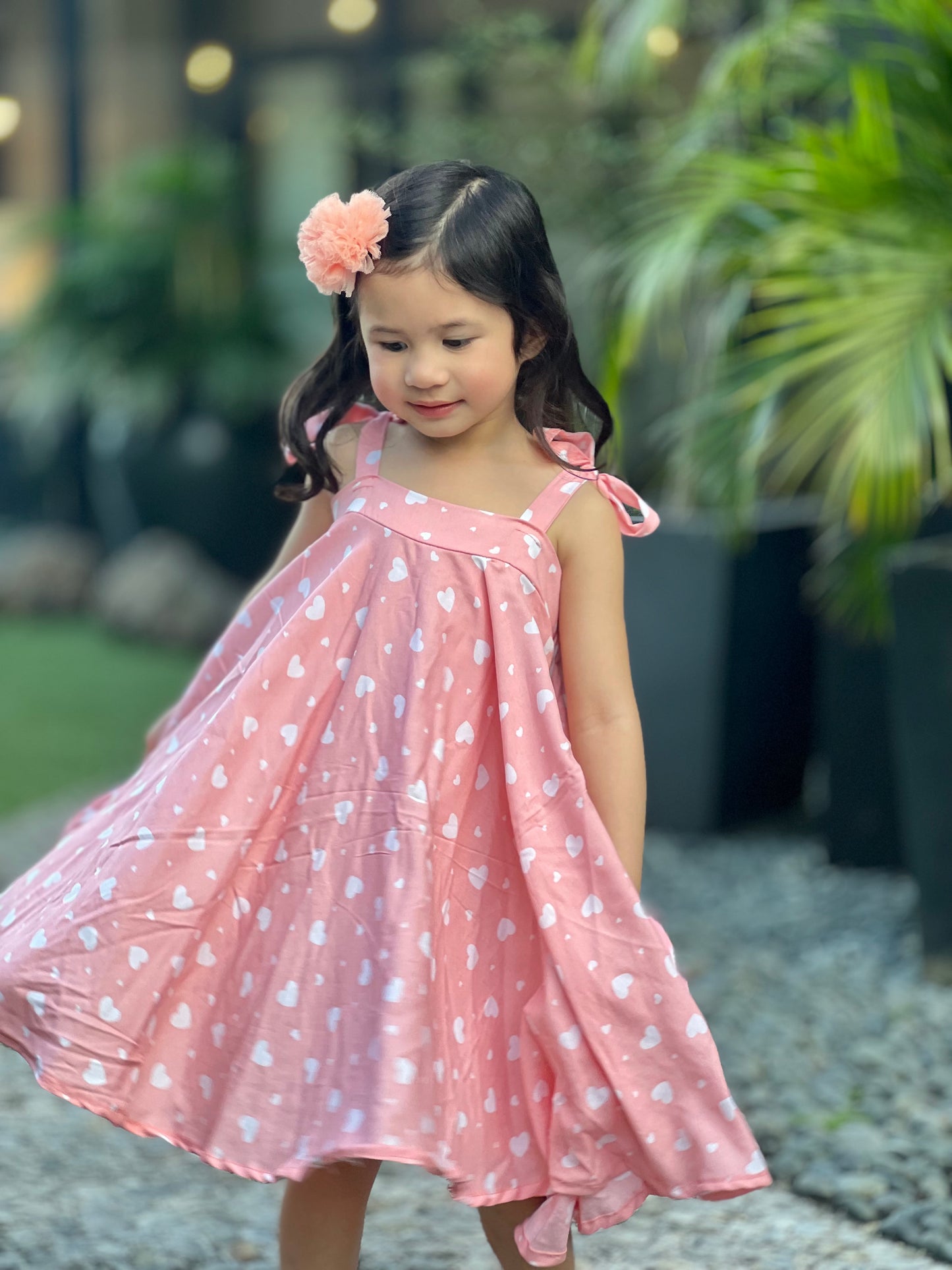 Camila Dress - Peach Hearts