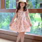 Freya Dress in Peach Embroidered Fabric