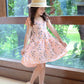 Freya Dress in Peach Embroidered Fabric