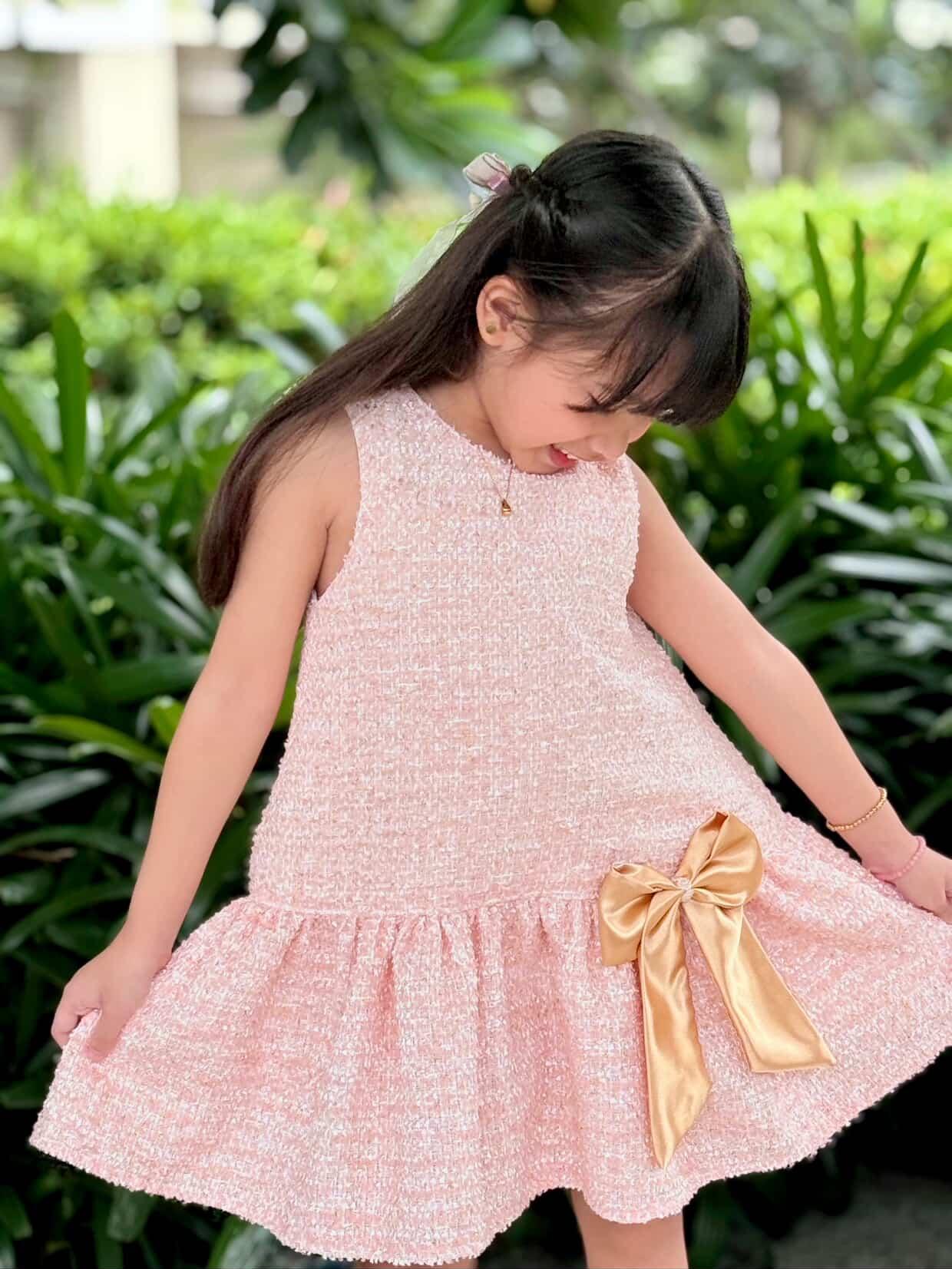 Tweed Harper Dress in Blush