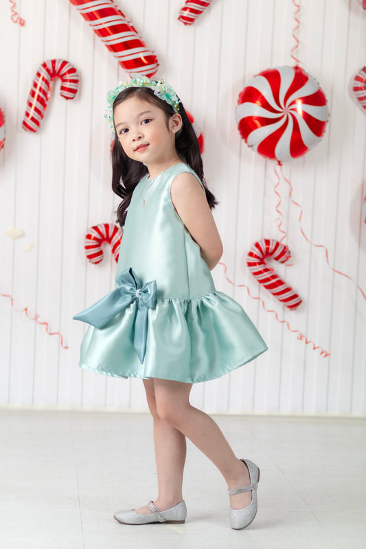 Luxe Harper Dress in Sage Green Mikado