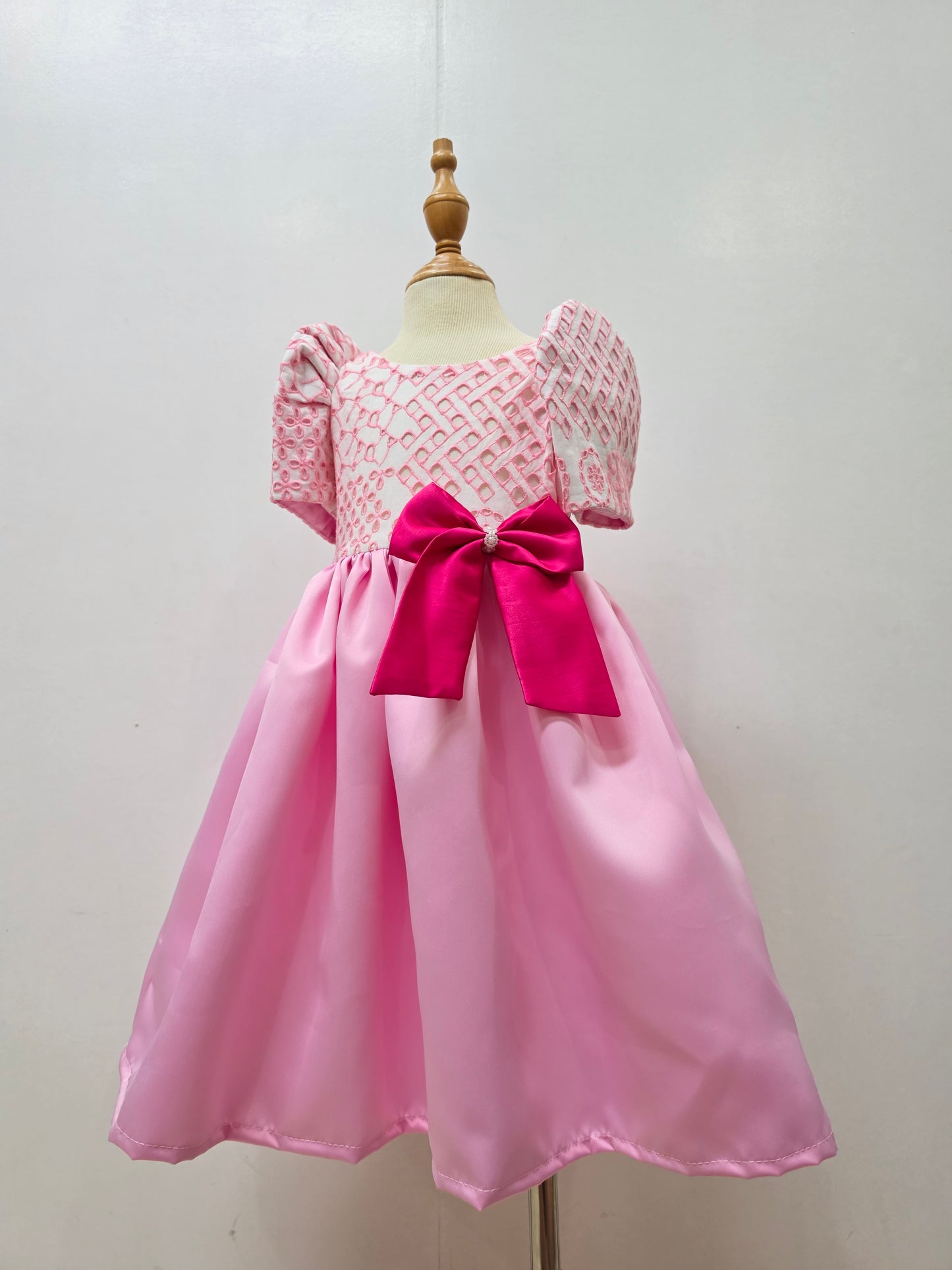 PREORDER Malaya Filipiniana Dress in Pink Eyelet (shipping in 3 weeks)