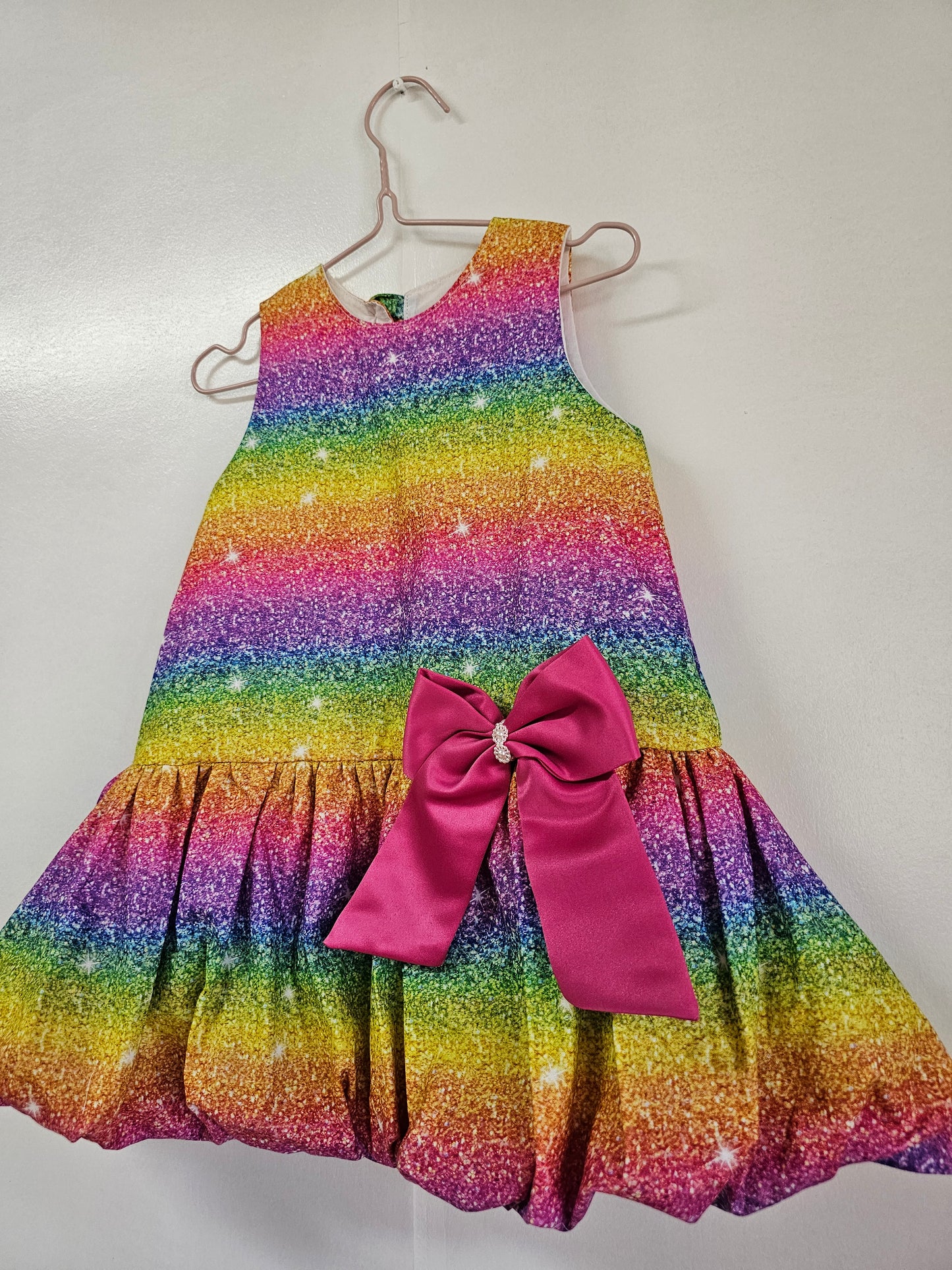 PREORDER Heleina Bubble Dress in Rainbow Glitter print (shipping in 10 days)