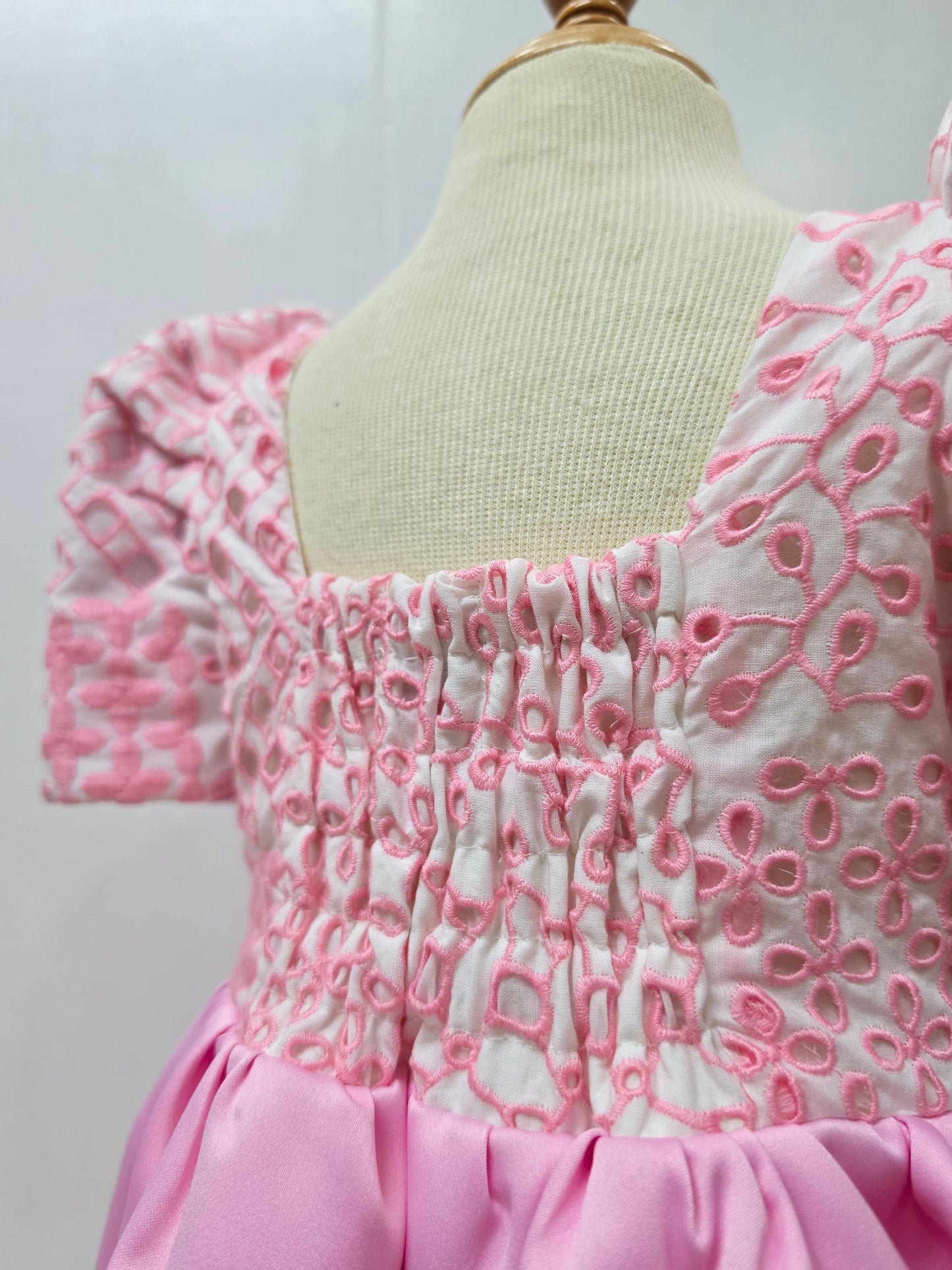 PREORDER Malaya Filipiniana Dress in Pink Eyelet (shipping in 3 weeks)