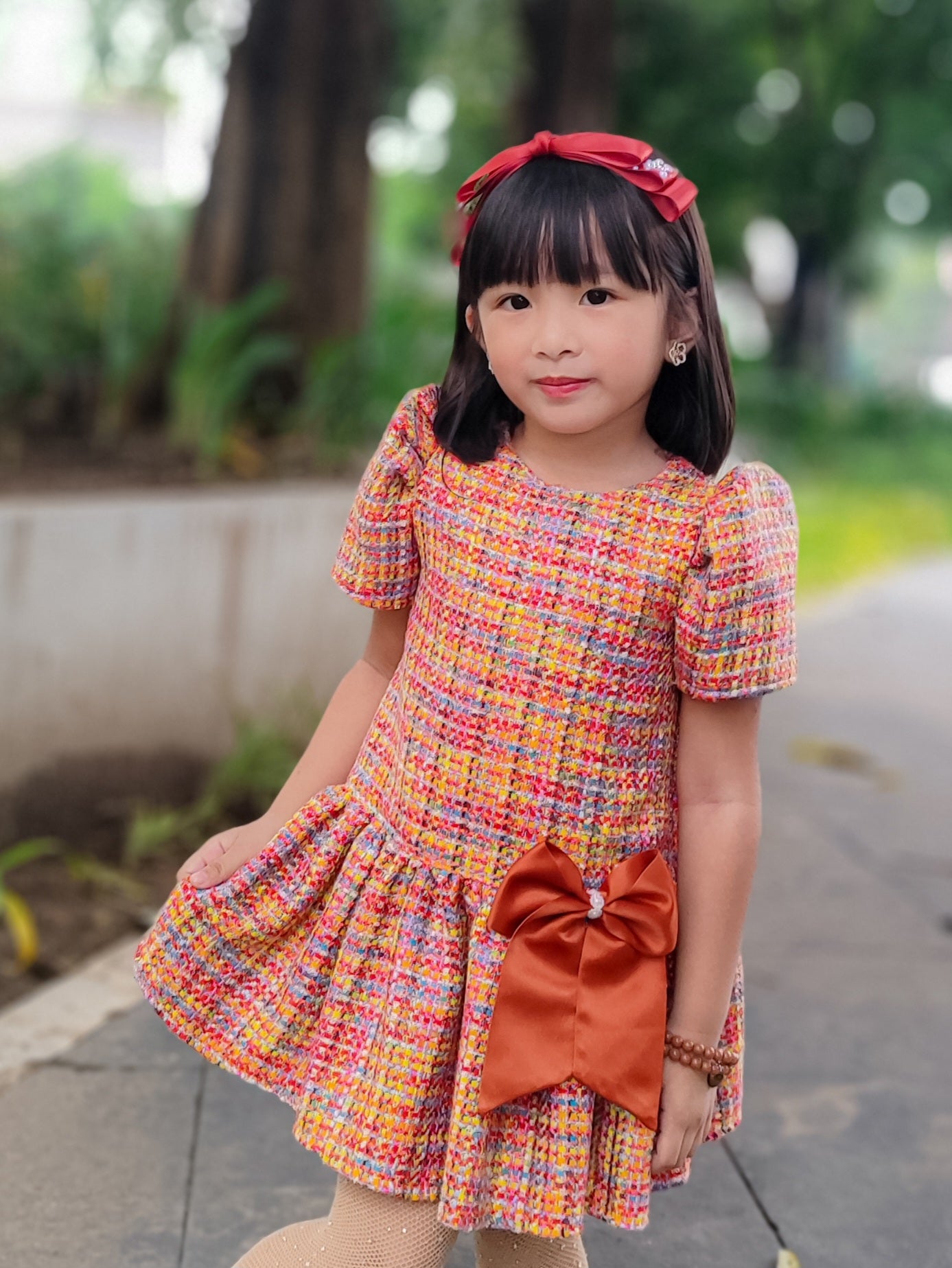 Clara Dress in Coloful Tweed- above the knee (onhand)