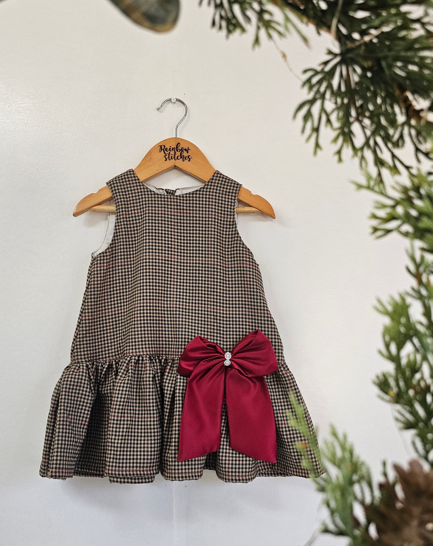 Harper Dress -  Autumn Plaid with red bow