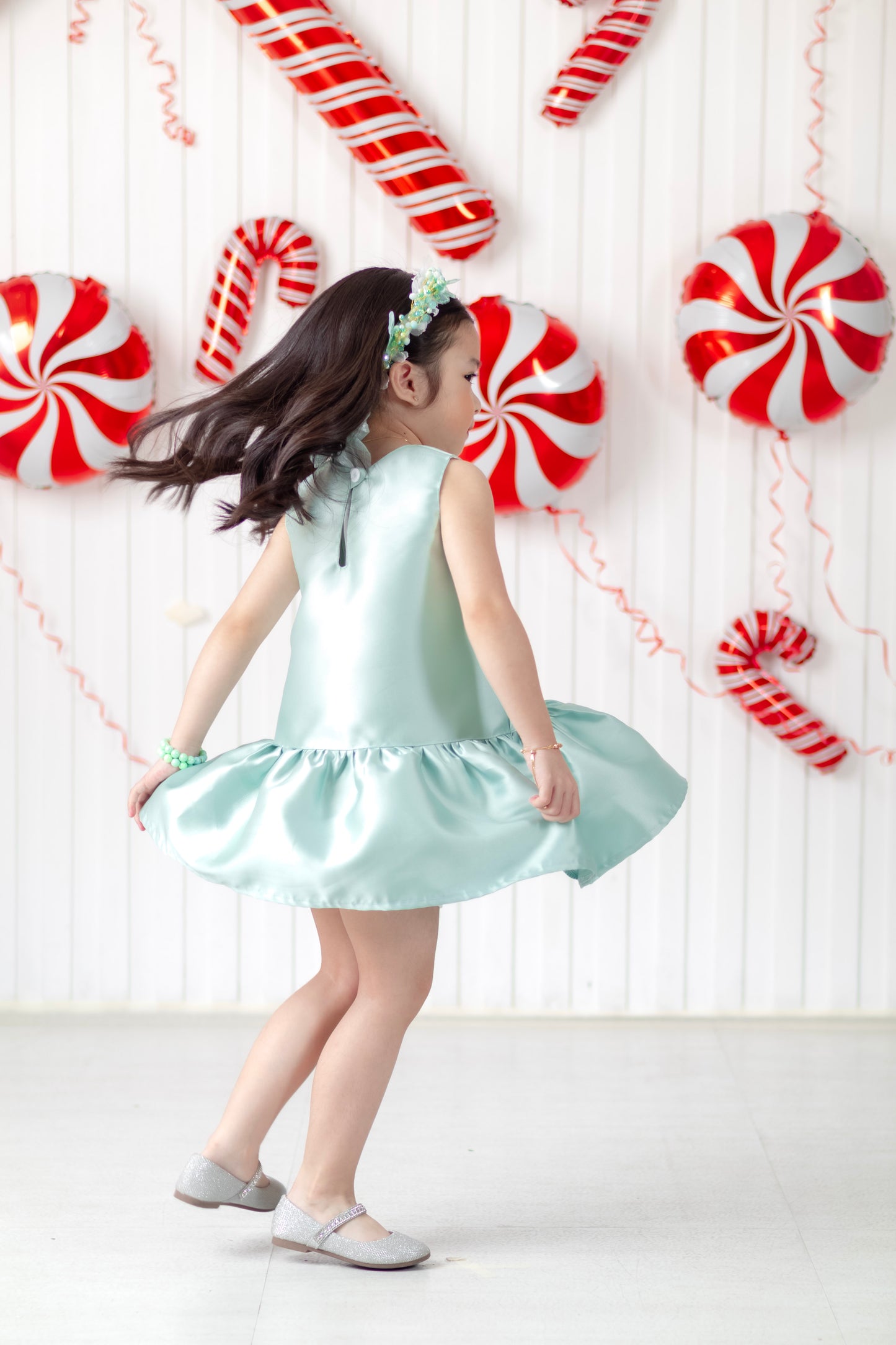 Luxe Harper Dress in Sage Green Mikado