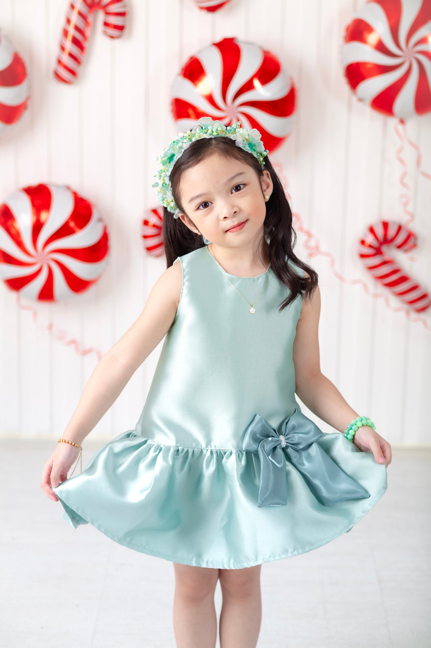 Luxe Harper Dress in Sage Green Mikado