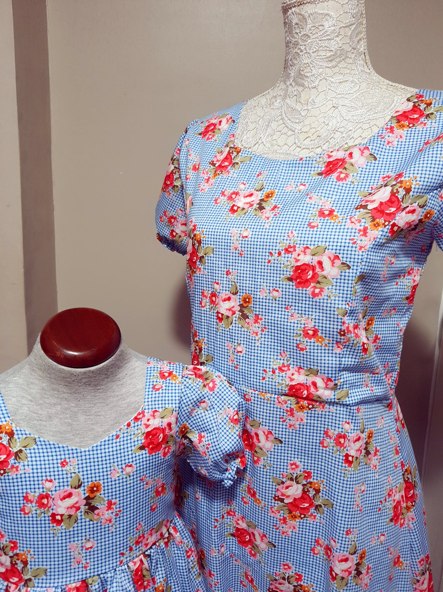 Floral Gingham Dress- Mommy