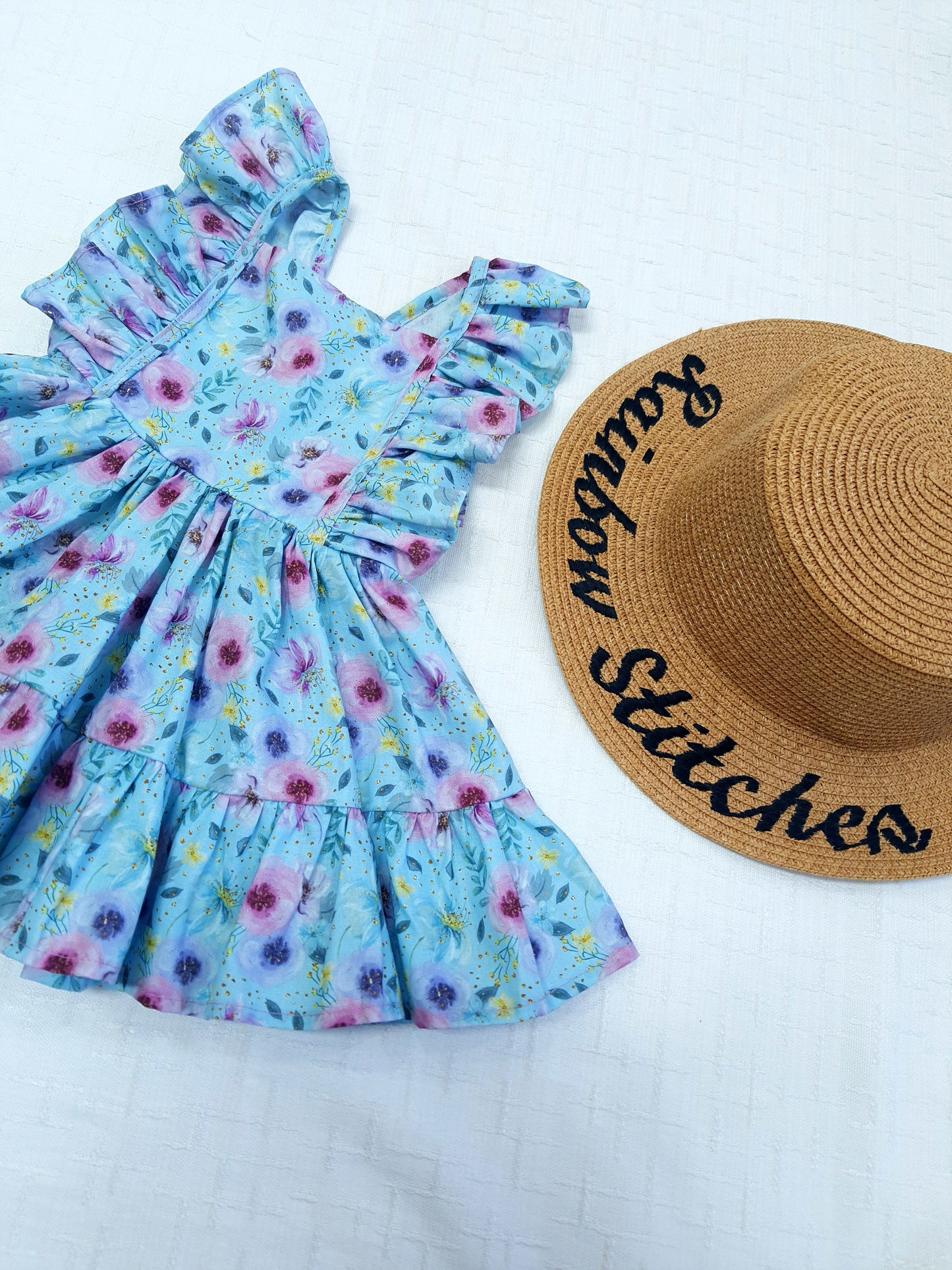 Monica Dress in Blue Watercolor Floral