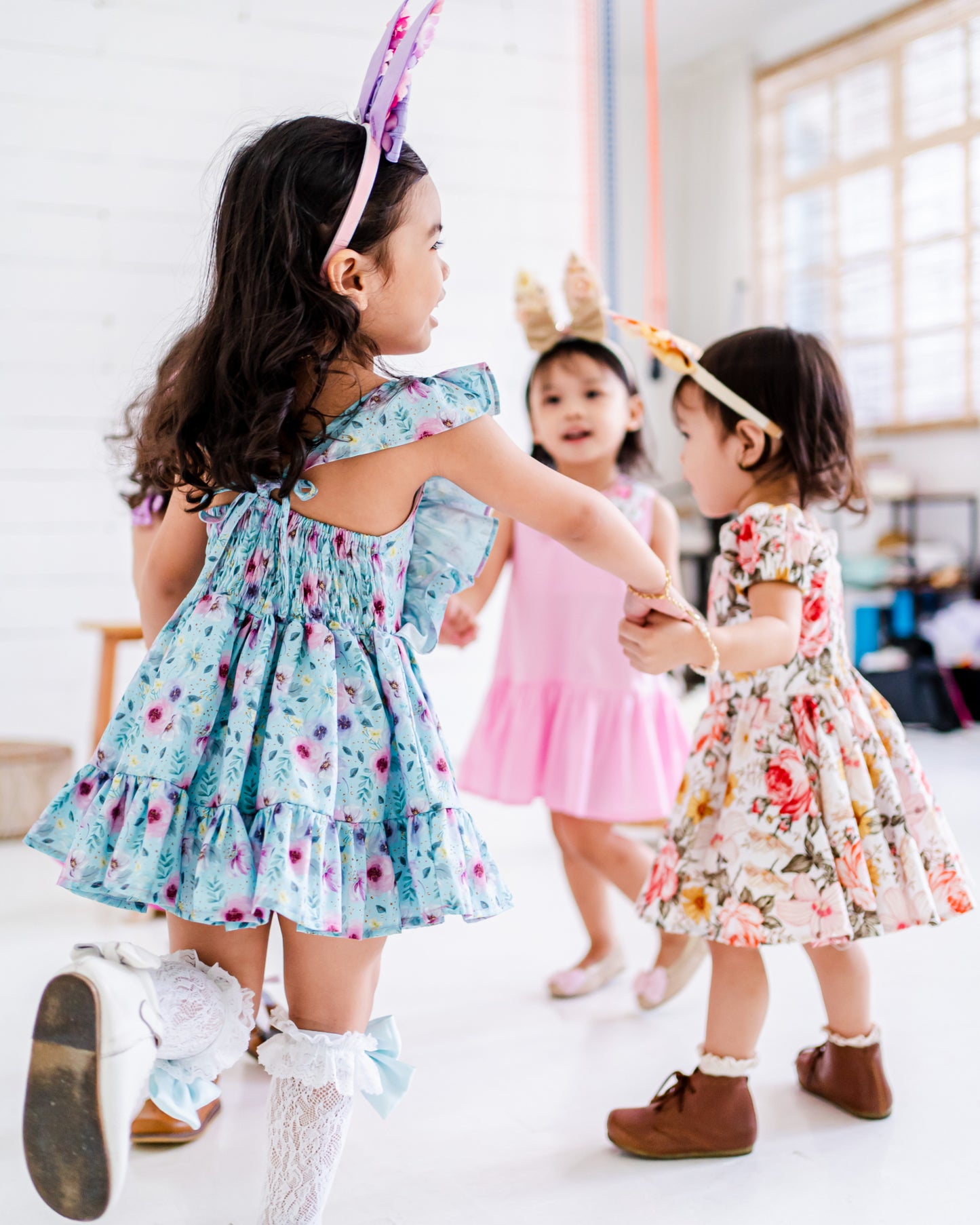 Monica Dress in Blue Watercolor Floral